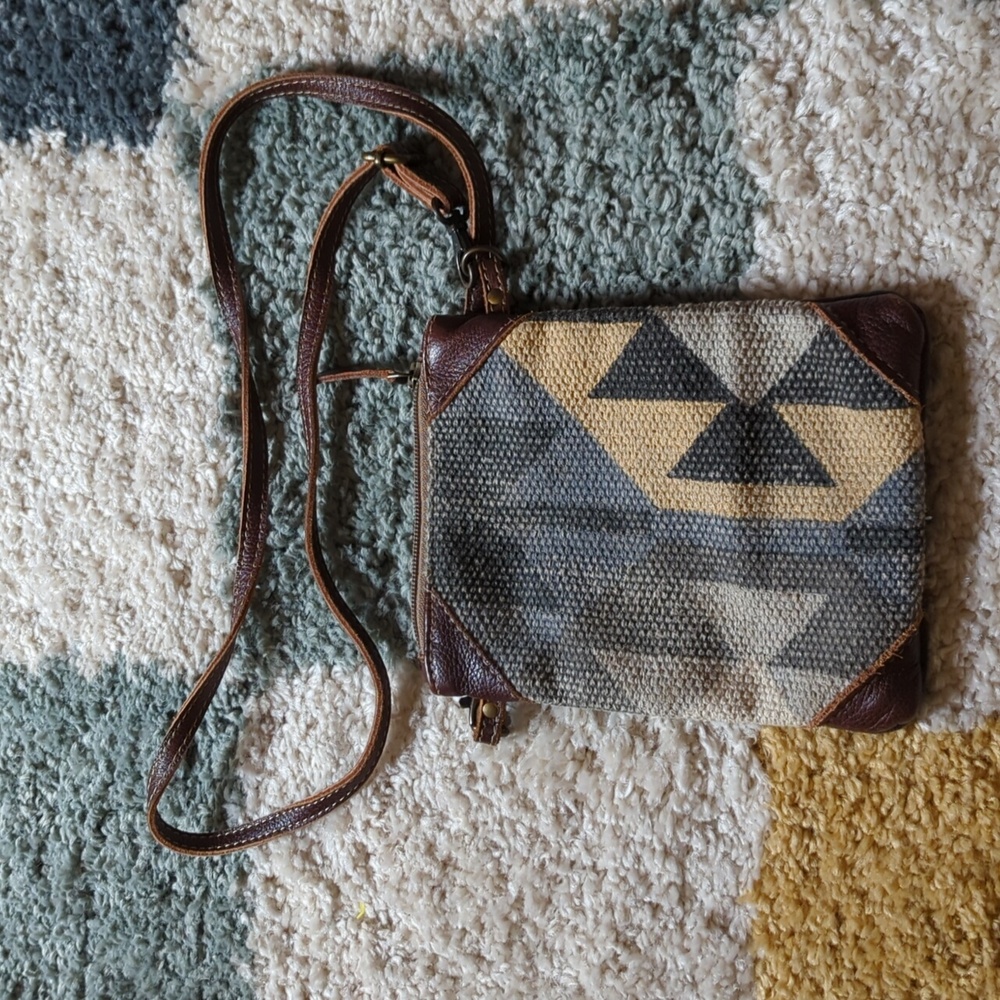 Myra Aurora Crossbody geometric/leather bag